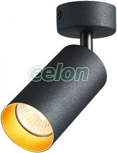 Corp ilum. spot reglabil pt. tavan, negru, reflector auriu 100-240VAC, 50Hz, 1xGU10, max.35W, Alte Produse, Tracon Electric, Iluminat - şi corpuri de iluminat, Spoturi, Corpuri de iluminat de tavan reglabile cu inserție aurie pentru surse de lumină SPOT, seria SPGU10, Tracon Electric