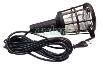 Lampă instalator cu grilaj din plastic, dispersor sticlă, II 230V, 50Hz, max.60W,5m,2×0,75mm2,H05RN, Alte Produse, Tracon Electric, Iluminat - şi corpuri de iluminat, Alte corpuri de iluminat, Lampă instalator, Tracon Electric