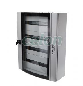 Cutie distrib.metalică cu uşă curbată din sticlă securizată 600×750×200mm / 96M (4×24 mod), Alte Produse, Tracon Electric, Cutii şi dulapuri, Cutii de distribuție metalice, Tracon Electric