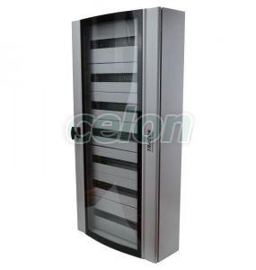 Cutie distrib.metalică cu uşă curbată din sticlă securizată 600×1200×250 / 168M (24×7 rows), Alte Produse, Tracon Electric, Cutii şi dulapuri, Cutii de distribuție metalice, Tracon Electric