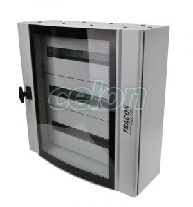 Cutie distrib.metalică cu uşă curbată din sticlă securizată 600×600×200mm / 72M (3×24 mod), Alte Produse, Tracon Electric, Cutii şi dulapuri, Cutii de distribuție metalice, Tracon Electric