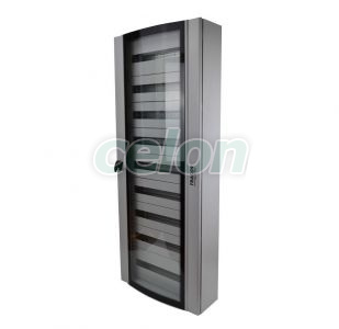 Cutie distrib.metalică cu uşă curbată din sticlă securizată 600×1500×250 / 216M (24×9 rows), Alte Produse, Tracon Electric, Cutii şi dulapuri, Cutii de distribuție metalice, Tracon Electric