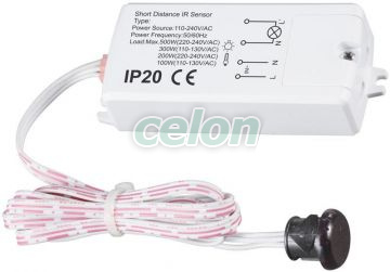 Detector de miscare, distanță scurtă, acționare cu mâna 230V, 50Hz, 500/200W, 5-6cm, IP20, Alte Produse, Tracon Electric, Iluminat - şi corpuri de iluminat, Detectoare de mişcare, senzori crepusculari, Detector de mişcare infraroşu de interior, Tracon Electric