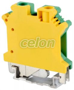 Clemă şir ind. de protecţie, cu şurub, pe şină, verde-galben 0,2-6mm2, 57A, Elemente de conexiune, Cleme sir industriale, Cleme industriale, Tracon Electric