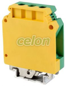 Clemă şir ind. de protecţie, cu şurub, pe şină, verde-galben 6-35mm2, 150A, Elemente de conexiune, Cleme sir industriale, Cleme industriale, Tracon Electric