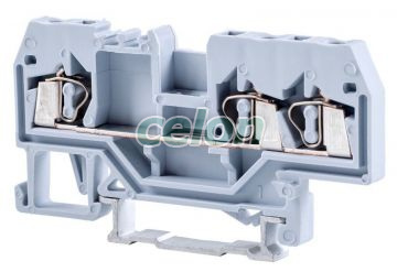 Clemă şir industrială de fază,cu arc, pe şină, gri 800V 24A 0.08-2.5 mm2 3P, Alte Produse, Tracon Electric, Elemente de conexiune, Cleme şir, Cleme industriale fără şurub - TSKC, Tracon Electric