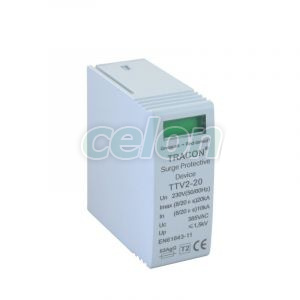 Elem.modular, descărcător de se supratensiune, DC, clasa 2 1000 VDC, 20/40 kA (8/20us), Alte Produse, Tracon Electric, Aparataj, Dispozitiv de protecție împotriva supratensiunii, Descărcătoare, SERIA TTV, Descărcătoare de supratensiune DC, clasa2, Tracon Electric