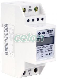 Contor de en. electrică direct,afişaj LCD, monofazat, 2 mod. 230VAC / 10(60)A, Alte Produse, Tracon Electric, Aparate de măsură, Contoare de energie electrică, Contoare electrice monofazate, Tracon Electric