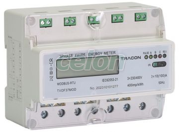 Contor de en. electrică directafişaj LCD, trifazat, 7 mod. 400VAC / 10(100)A, Alte Produse, Tracon Electric, Aparate de măsură, Contoare de energie electrică, Contoare electrice trifazate, Tracon Electric