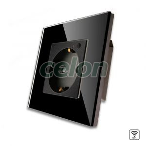 Priza Simpla Wi-Fi cu Monitorizare Consum, cu Rama din Sticla LUXION, Prize - Intrerupatoare, Luxion, Luxion