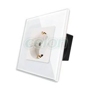 Luxion Priza Simpla cu Rama din Sticla (alb), Prize - Intrerupatoare, Luxion, Luxion