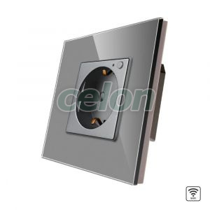 Priza Simpla Wi-Fi cu Monitorizare Consum, cu Rama din Sticla LUXION, Prize - Intrerupatoare, Luxion, Luxion