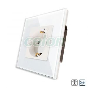 Priza Simpla Wi-Fi LUXION cu Rama din Sticla, RF433, Prize - Intrerupatoare, Luxion, Luxion
