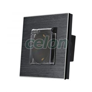 Priza Simpla cu Capac de Protectie LUXION cu rama din aluminiu, Prize - Intrerupatoare, Luxion, Luxion