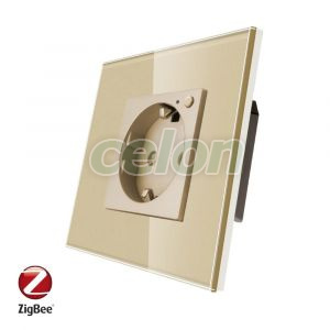 Priza inteligenta pentru perete LUXION Zigbee cu rama din sticla, Prize - Intrerupatoare, Luxion, Luxion