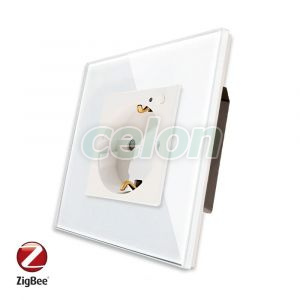 Priza inteligenta pentru perete LUXION Zigbee cu rama din sticla, Prize - Intrerupatoare, Luxion, Luxion