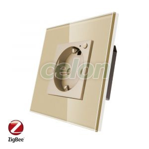 Priza Inteligenta cu Protocol Zigbee si Monitorizare Consum cu Rama Din Sticla LUXION, Prize - Intrerupatoare, Luxion, Luxion