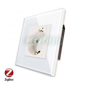 Priza Inteligenta cu Protocol Zigbee si Monitorizare Consum cu Rama Din Sticla LUXION, Prize - Intrerupatoare, Luxion, Luxion