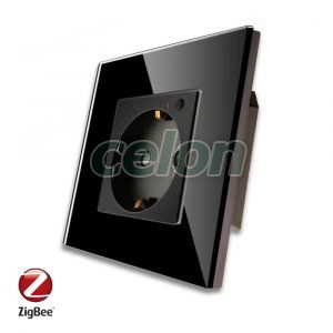 Priza inteligenta pentru perete LUXION Zigbee cu rama din sticla, Prize - Intrerupatoare, Luxion, Luxion