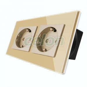 Priza Dubla cu Rama din Sticla LUXION, Prize - Intrerupatoare, Luxion, Luxion