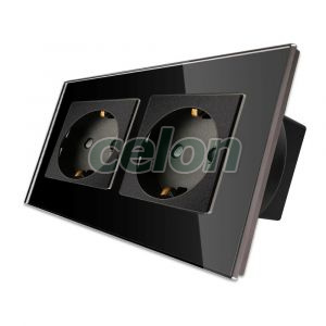 Priza Dubla cu Rama din Sticla LUXION, Prize - Intrerupatoare, Luxion, Luxion