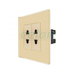 Priza Dubla cu Module Inguste cu Rama din Sticla LUXION, Prize - Intrerupatoare, Luxion, Luxion