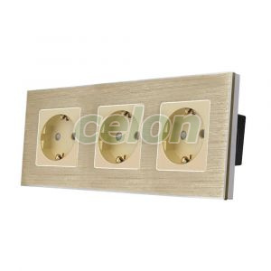 Priza Tripla LUXION cu rama din aluminiu, Prize - Intrerupatoare, Luxion, Luxion