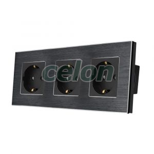 Priza Tripla LUXION cu rama din aluminiu, Prize - Intrerupatoare, Luxion, Luxion