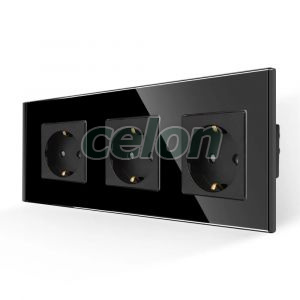 Priza Tripla cu Rama din Sticla LUXION, Prize - Intrerupatoare, Luxion, Luxion