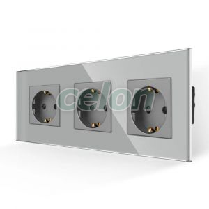 Priza Tripla cu Rama din Sticla LUXION, Prize - Intrerupatoare, Luxion, Luxion