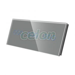 Luxion Panou Intrerupator Triplu + Triplu + Triplu cu Touch din Sticla Gri, Prize - Intrerupatoare, Luxion, Luxion