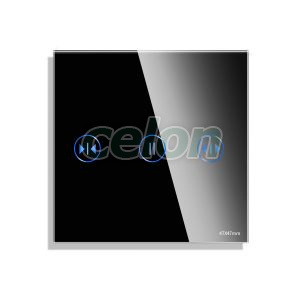 Luxion Panou Intrerupator Jaluzele cu Touch Mini din Sticla Negru, Prize - Intrerupatoare, Luxion, Luxion