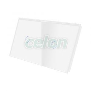 Luxion Panou Intrerupator Simplu + Simplu cu Touch Din Sticla Alb, Prize - Intrerupatoare, Luxion, Luxion