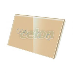 Luxion Panou Intrerupator Triplu + Dublu cu Touch din Sticla Auriu, Prize - Intrerupatoare, Luxion, Luxion