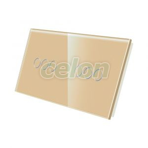 Luxion Panou Intrerupator Triplu + Triplu cu Touch din Sticla Auriu, Prize - Intrerupatoare, Luxion, Luxion