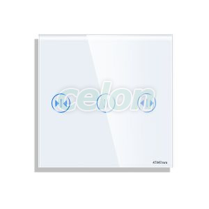 Luxion Panou Intrerupator Jaluzele cu Touch Mini din Sticla Alb, Prize - Intrerupatoare, Luxion, Luxion