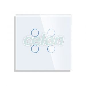 Luxion Panou Intrerupator Cvadruplu cu Touch Din Sticla Alb, Prize - Intrerupatoare, Luxion, Luxion