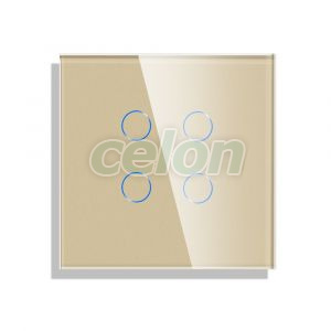Luxion Panou Intrerupator Cvadruplu cu Touch Din Sticla Auriu, Prize - Intrerupatoare, Luxion, Luxion