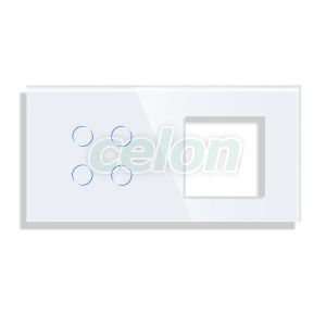 Panou Intrerupator Cvadruplu cu Touch si Priza Simpla Din Sticla LUXION, Prize - Intrerupatoare, Luxion, Luxion