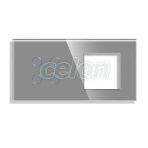 Panou Intrerupator Cvadruplu cu Touch si Priza Simpla Din Sticla LUXION, Prize - Intrerupatoare, Luxion, Luxion