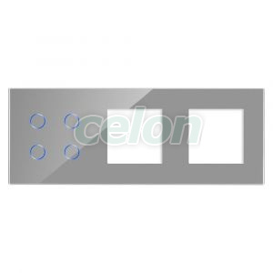Panou Intrerupator Cvadruplu cu Touch si 2 Prize Simple Din Sticla LUXION, Prize - Intrerupatoare, Luxion, Luxion