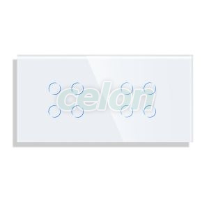 Panou Intrerupator Cvadruplu + Cvadruplu cu Touch din Sticla LUXION, Prize - Intrerupatoare, Luxion, Luxion