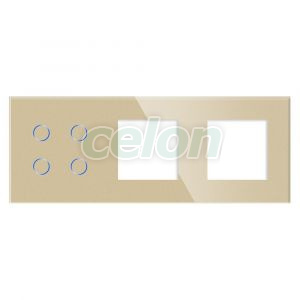 Panou Intrerupator Cvadruplu cu Touch si 2 Prize Simple Din Sticla LUXION, Prize - Intrerupatoare, Luxion, Luxion