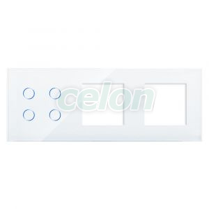 Panou Intrerupator Cvadruplu cu Touch si 2 Prize Simple Din Sticla LUXION, Prize - Intrerupatoare, Luxion, Luxion