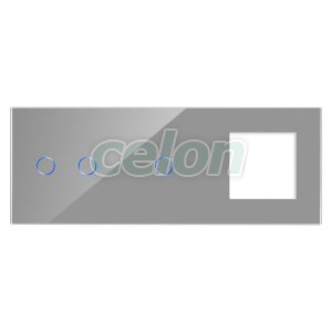 Panou Intrerupator Dublu + Simplu si Priza cu Touch din Sticla LUXION, Prize - Intrerupatoare, Luxion, Luxion