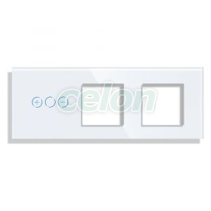 Panou Intrerupator Variator cu Touch si 2 Prize Simple Din Sticla LUXION, Prize - Intrerupatoare, Luxion, Luxion