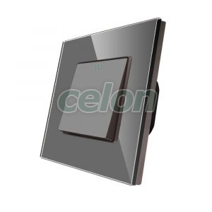 Luxion Intrerupator Simplu Mecanic cu Rama din Sticla (gri), Prize - Intrerupatoare, Luxion, Luxion