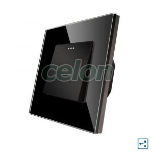 Luxion Intrerupator Simplu Cap Scara Mecanic cu Rama din Sticla (negru), Prize - Intrerupatoare, Luxion, Luxion