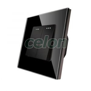 Luxion Intrerupator Dublu Mecanic cu Rama din Sticla (negru), Prize - Intrerupatoare, Luxion, Luxion