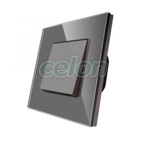 Luxion Intrerupator Dublu Mecanic cu Rama din Sticla (gri), Prize - Intrerupatoare, Luxion, Luxion